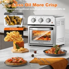 13QT Family Size Air Fryer Toaster Oven Combo, 5-In-1 Multifunctional Convection Countertop Oven, 360° Hot Air Circulation Oil-Free Healthy Cooking, Adjustable Time & Temp, Stainless Steel - US B Type Plug(110-127V) - View 6