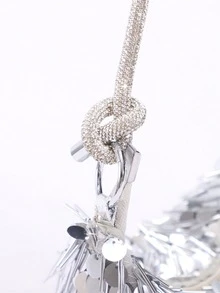 女士晚宴包、单肩包、流浪包，时尚奢华，镶钻，闪亮，银色，亮片，串珠，腋下包，亮片流苏包，高端时尚，适合鸡尾酒会、派对、舞会、俱乐部、约会、生日、晚宴、晚宴等场合。 - 彩色 - 查看 11