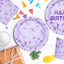 10pcs/20pcs Kpop Party Supplies Kpop Theme Party Paper Plates Cups Napkins Purple Blue Party Tableware Supplies For Singer Theme Party Birthday Wedding Holiday Fan Meeting Decorations - 彩色 - 查看 4