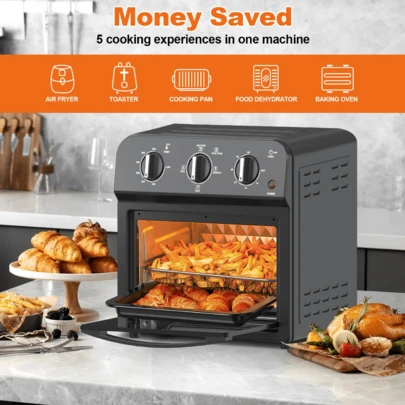 5-In-1 Air Fryer Toaster Oven Combo – 13QT Countertop Convection Oven, 360° Hot Air Circulation, Oil-Free Healthy Cooking, Adjustable Time & Temp