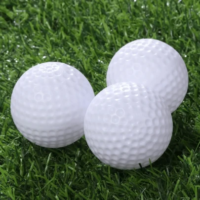 Bộ 3 quả bóng tập golf ngoài trời hai lớp màu trắng.