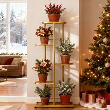 SHENGMAO--1/2/4/5/6-7Tier Plant Stand, Iron Flower Stand,Heavy-Duty Metal Frame, Metal Flower Stand, High-Angle Multi-Tier Plant Rack, Indoor/Outdoor Flower Pot Display Stand. Crafted From Iron With A Sleek, Minimalist Design For Easy Disassembly. This Versatile Stand Fits Seamlessly In Living Rooms, Entryways, Offices, Or Outdoor Patios And Gardens. Available In Multiple Colors. - 5 lớp màu trắng - Xem 5