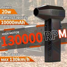 Compressed Air Dust Collector Violent Fan, Wireless 50000/100000/130000 Rpm Rechargeable Air Blower, High Speed Powerful Turbo Fan, Camping Fan, Handheld Outdoor Hair Dryer, Snow Blower, Suitable For Computer Keyboard, Car, Home,Halloween Gift - Black - View 2