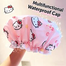 Sanrio 1个三丽鸥Hello Kitty & Cinnamoroll双层浴帽 - 耐用PVC材质，印花图案可爱。非常适合浴室、厨房和旅行使用。是生日、派对、感恩节和圣诞节的理想礼物。 - 彩色 - 查看 10