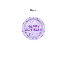 10pcs/20pcs Kpop Party Supplies Kpop Theme Party Paper Plates Cups Napkins Purple Blue Party Tableware Supplies For Singer Theme Party Birthday Wedding Holiday Fan Meeting Decorations - 彩色 - 查看 6