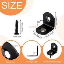 50pcs L-Shaped Stainless Steel Bracket Set, 90 Degree Right Angle Brackets, 100pcs Screws, L-Bracket Hardware, Suitable For Wooden Shelves, Chairs, Tables, Vanities, Furniture (Black) - Black - View 3