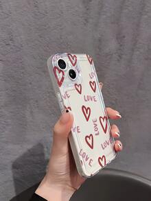 1pc Minimalist Love Heart Design Transparent Soft Silicone Phone Case, Anti-Slip Anti-Drop, Lightweight, Full Coverage Lens Protection Compatible With Apple Phones - Multicolor - View 2