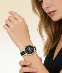 Anne Klein Women Quartz Watch Women's Resin Bracelet Watch Quartz Watches For Women Ceramic Watch Casual Dial - 黑色 - 查看 2