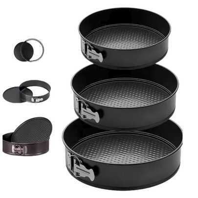 Kit 3 Formas Assadeira Redonda com Fundo Falso Removível Antiaderente