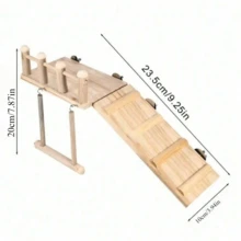 Natural Wooden Bird Perch, Parrot Toy Swing Ladder, Durable Bird Cage Perch, Pet Bird Toy, Cockatiel & Parrot Cage Accessories, Bird Exercise Playground - Beige - View 8