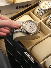 1pc Luxury Large Capacity Watch Storage Box, Watch & Bracelet Display Holder, Mechanical & Electronic Watch Storage Box. Elegant Black PU Leather Watch Case, Perfect Gift Display Box, Unisex Minimalist Watch Storage Box - Multicolor - View 12