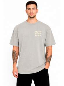 Men's Casual Short-Sleeve Summer T-Shirt With Letter Graphic And Round Neck - Xám - Xem 7