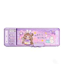 1pc 3D Cartoon Student Pencil Case - Crush-Resistant Dual Layer Large Capacity, Built-In Elastic Band Holder, Lightweight Multi-Pattern High Value Stationery Box - Double-layer 3D Pencil Case - View 11