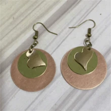 1 par de pendientes bohemios vintage con colgante redondo multicapa con forma de corazón, joyería de moda para mujer, regalo para boda o fiesta - Bronce - Ver 5