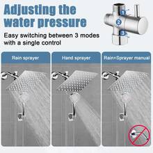 Shower Head Combo,8 Inch High Pressure Rain Shower Head  And 3 Settings Handheld Shower Head Combo,Powerful Shower Spray Against Low Pressure Water With Long Hose - Hợp kim crom - không có tay nối dài - Xem 3