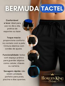 Men's Sporty Bermuda Shorts In Quick-Drying Tactel Fabric, Black, Adult And Plus Sizes G1 G2 G3 - 黑色 - 查看 6