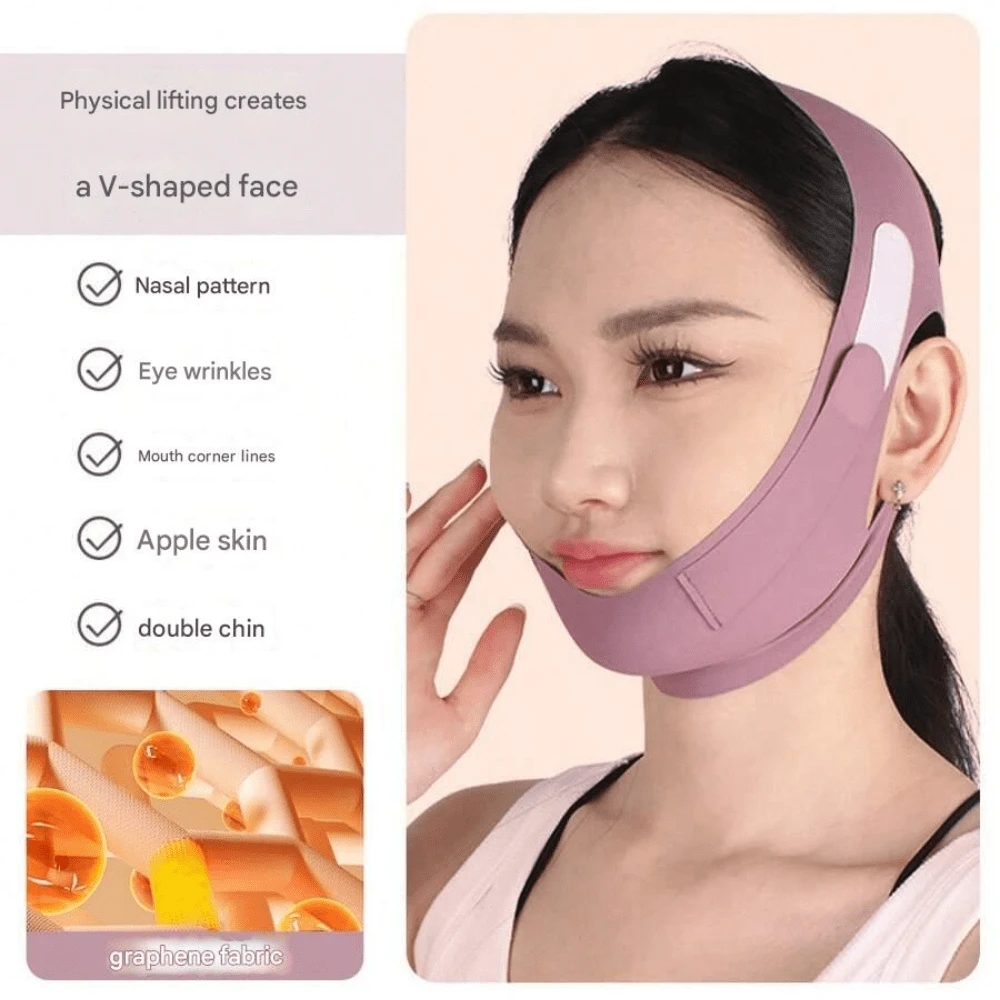 V Face Face Lifting And Firming Sleeping With Chin Strap Double Chin Sleeping Mask, Full Face Lifting Anti-Sagging Face Sculpture, Lasuroa, Breathable And Reusable, Double Chin Reducer, Pink V-Shaped Line Lifting Mask Jaw Exerciser - Màu tím - Xem 1