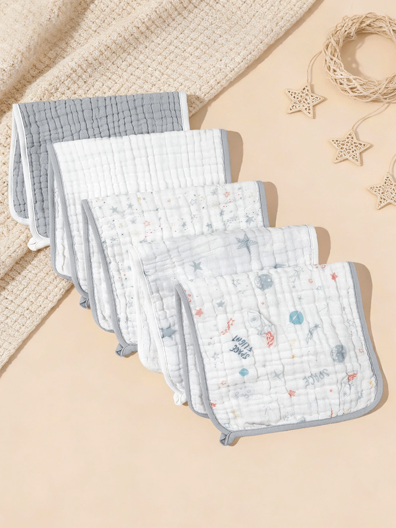 3pcs/5pcs Oeko-Tex Certified Soft Baby Towels, Suitable For Children's Daily Use As Face Towel, Bib Or Baby Swaddle Blanket - Multicolor - View 1