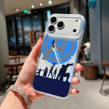 Marvel The Avengers Patterned Phone Case Featuring Iconic Poses And Symbols What What . Compatible With IPhone 17, 16, 15, 14, 13, 12, And 11 Pro Models, Made Of TPU With Shockproof Protection. A Perfect Gift For Fans, Birthdays, Holidays, And Special Occasions. - Clear - View 3