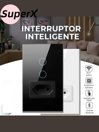 Interruptor Inteligente Wifi 1/2 Botão com Tomada - Controle por Voz Alexa