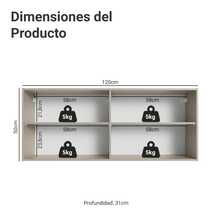 Alacena Gabinete Superior Cocina Madesa Nice 120cm Crema 5 - Beis - Ver 2