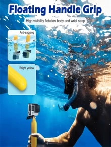 适用于 GoPro Hero 13、12、11、10、9、8、7、6、5、4、3+、2、1 Session 的漂浮式防水独脚架。防丢手持漂浮杆，防水漂浮手柄，适用于运动相机、自拍杆配件，手柄和支架配件套装。适用于水上运动和运动相机。专为户外运动和水下活动设计。多种款式可选。馈赠亲友的绝佳礼物。 - 彩色 - 查看 9