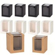 16个牛皮纸礼品盒，带透明展示窗，适用于礼品、糖果、小雕像、婚礼、毕业典礼等场合。