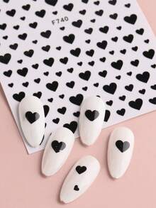 4pcs Valentine's Day Nail Art Stickers, Red White Black Heart Pattern, Sliding Style Holiday Stickers, Romantic Gift, Women DIY Nail Art Accessories & Decorations Nails Nail Supplies - Multicolor - View 7
