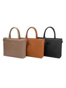 Tote Bag de Nylon Bolsa Feminina com Alça Transversal e de Ombro - Caramelo - Visão 3
