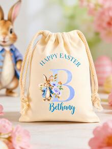 1pc Customized Star & Moon Makeup Bag - Personalized Canvas Drawstring Pouch, Bridesmaid & Bride Gift, Wedding & Birthday Present, Perfect Gift For Women, Multi-Purpose