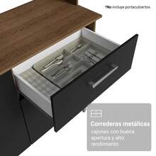 Cocina Integral Completa Modular Madesa Aura 196cm MN 02 - Marrón y Negro - Ver 6