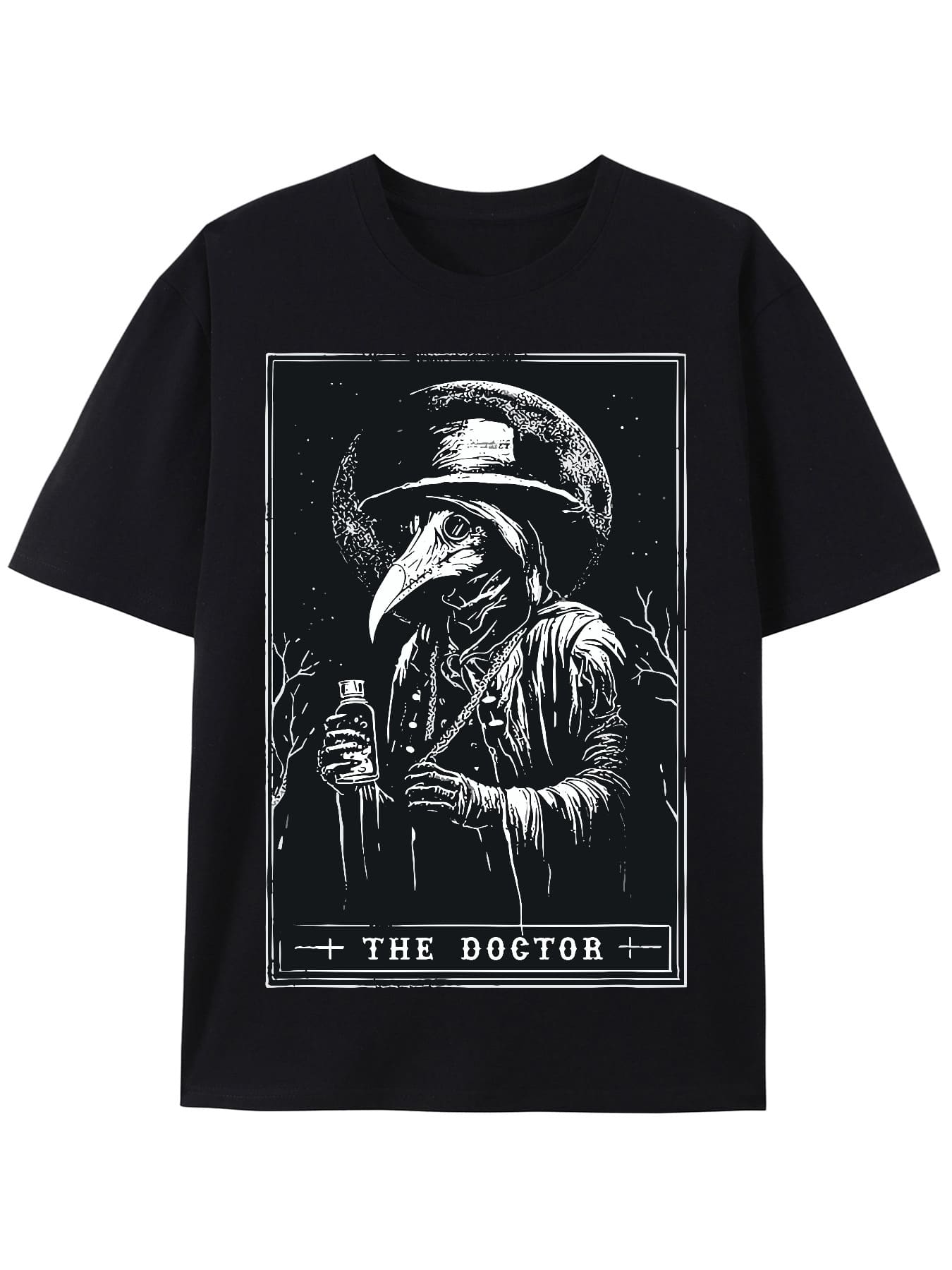 Plague Doctor Tarot Card T-Shirt - Horror Death Occult Satanic Shirt - 黑色 - 查看 1