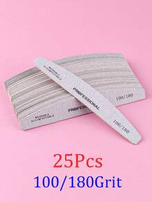 100pcs/50pcs/25pcs/10pcs/1pc Grey Thin Wooden Nail File - 100/180 Grit Nail Care Manicure Set, Double-Sided Nail File, Washable Nail File, Reusable Nail Buffer Block, Suitable For Natural Nails And Acrylic Nails, Home And Salon Use - Light Grey - View 13