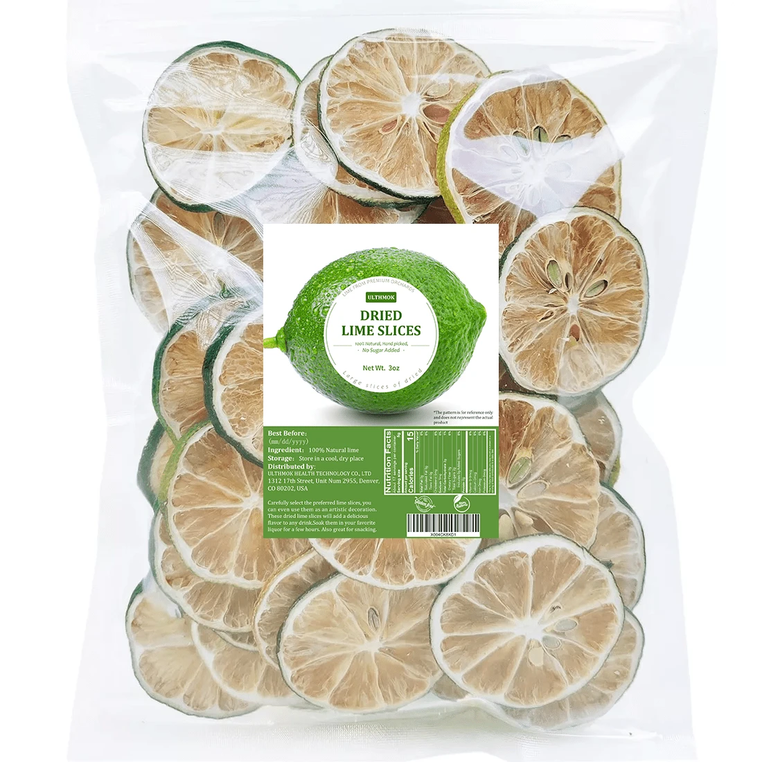 ULTHMOK Dried Lime Slices 3 Oz/85g,Pure Dehydrated Limes Lemon Slices For Cake Decoration,No Additives & No Sugar Added - Lime Bag - 3oz - View 1