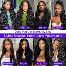 Lace Front Wigs Blended Human Hair 13x4 Blended Human Hair Wigs 34 Inch Body Wave Lace Front Wigs Pre Plucked 200 Density 12A Glueless Wigs For Women HD Lace Frontal Wigs Natural Color - Natural & Black - View 4