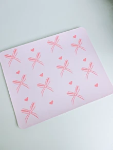 粉色鼠标垫，可爱蝴蝶结鼠标垫，方形爱心无线鼠标垫，防滑PU鼠标垫，适用于办公电脑和笔记本电脑，26*21厘米，圣诞礼物/新年礼物（2026） - 粉色 - 查看 4