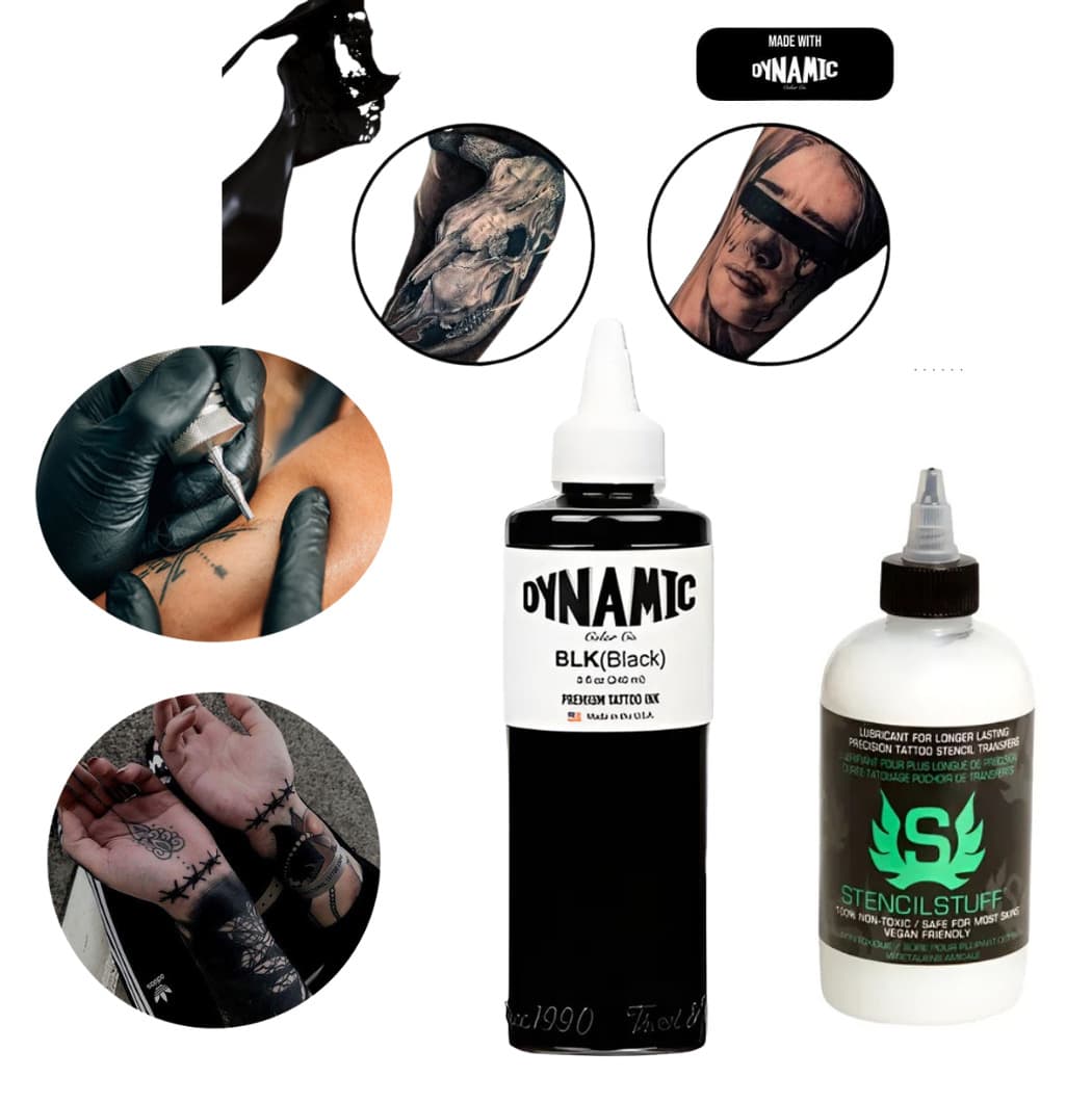 DYNAMIC COLOR CO DYNAMIC Professional Tattoo Ink Dynamic Triple Black 8oz, Stencil Gel For Tattoos 4oz, Stencil Stuff Tattoo - Gun Black - View 1