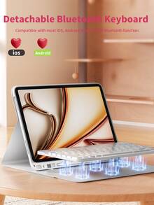 Bowknot Pattern Keyboard Protective Case, Suitable Compatible With Samsung Galaxy Tab, Pad SE, With Detachable Wireless Bluetooth Keyboard And Apple Pencil Storage Slot (Apple Pencil Not Included), Ultra-Thin Lightweight Stand Protective Case, Protective Case - Bow - View 3