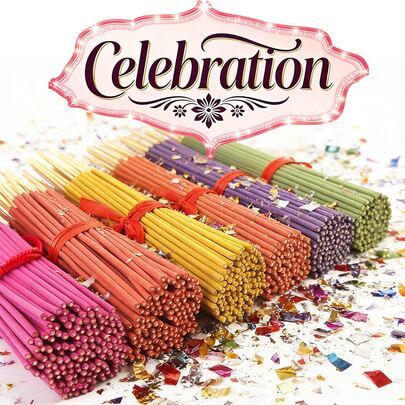 7 Assorted Colorful Bamboo Incense Sticks, 140pcs Set. Lavender, Sage, Rose, Cherry Blossom, Vanilla, Mixed Gentle Woody Scents. Suitable For Celebrations, Yoga, Work And More. Long-Lasting Fragrance