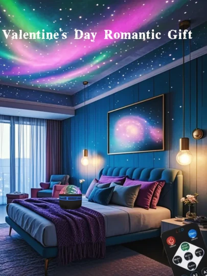 1pc Galaxy Aurora Effect Atmosphere Projection Lamp, LED Light, Starry Sky Ambiance Light, Small Book Light, Starry Projection For KTV Stage Atmosphere, Decorative Home Atmosphere, Suitable For Bedroom, Living Room, Holiday & Party Gift