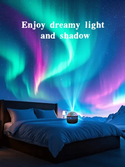 1 Stück Aurora LED Projektionsleuchte - USB betrieben, Helligkeitseinstellung per Fernbedienung, beeindruckende Galaxie- und Nebeleffekte, geeignet für Schlafzimmer, Wohnzimmer oder Bürodekoration, ideale Wandleuchte für Jugendliche ab 14 Jahren