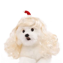 Dog Christmas Costume Dog Costume Long Blonde Curly Wigs Funny Dog Cat Wig With Red Christmas Hat For Small Medium Large Dogs Cats,Wigs Cosplay Wigs For Women Wig Install Kit Funny Pet Costumes Accessories Decoration For Halloween,Christmas - Christmas - 查看 2