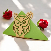 Set 10 Servilleteros Búho MDF Crudo Centro De Mesa Decoración Evento - Marrón - Ver 3