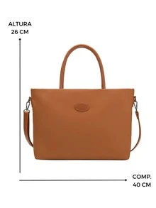 Tote Bag de Nylon Bolsa Feminina com Alça Transversal e de Ombro - Caramelo - Visão 2