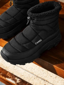 CAMEL CROWN Men's Thick Sole Outdoor Anti-Slip Waterproof Snow Boots With Fleece Lining, Winter - Black - View 2