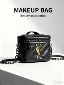 Yves Saint Laurent 这款黑色长方形女士单肩包，饰有黑色品牌标志，适合日常休闲使用，是圣诞节送给女士的理想礼物。 - 黑金色 - 查看 1