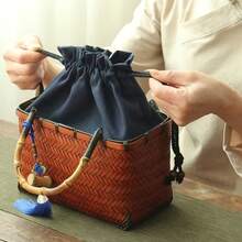Handmade Tote Bag Made Of Bamboo Fabric With Bamboo Pendant, Exquisite And Classic, Made Using Traditional Craftsmanship. - 黃色 - 查看 4