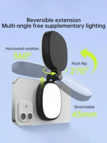 Mirror Design Foldable Pocket Sized Magnetic Selfie Light With Mirror Adjustable LED Fill Light For Video Recording Live Streaming Makeup Vlogging Women Gift - A - View 7