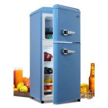 KRIB BLING 3.5Cu.Ft Compact Refrigerator Mini Fridge With Freezer, Small Refrigerator With 2 Door, 7 Level Thermostat Removable Shelves For Kitchen, Dorm, Apartment, Bar, Office, Silver/Black/Blue - 藍色 - 查看 1