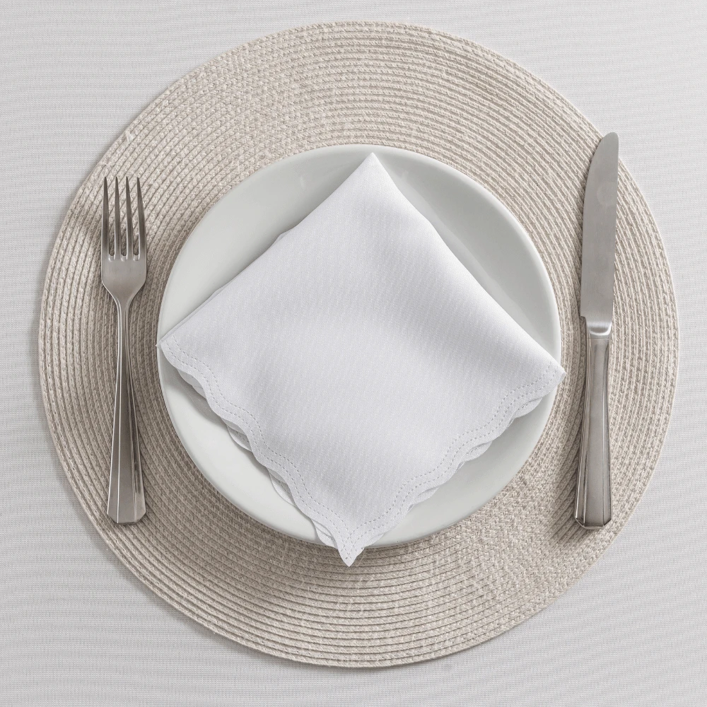 Fabric Napkin Set Of 50 Oxford Laser Finish - 白色 - 查看 1